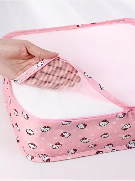 Hello Kitty 6-Piece Travel Packing Cubes Set Pink Luggage Organizer Bag Clothes - Picture 4 of 4